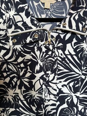 Laura Ashley Blue & White Tropical Print Button-Front Jacket